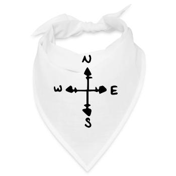 nord, ost, süd, west, pfeil,Norden,osten,Süden, - Bandana - Weiß - Vorne