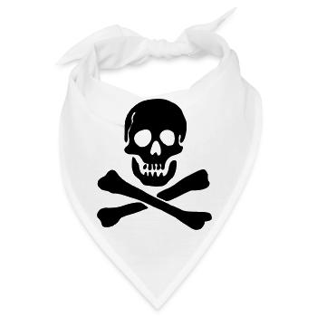 Piratenflagge Totenkopf mit gekreuzten Knochen - Bandana - Weiß - Vorne