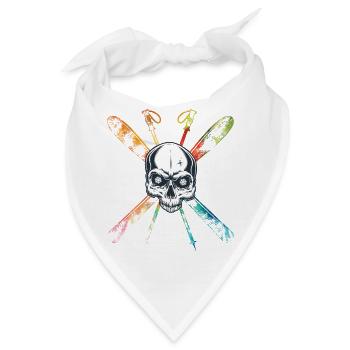 Ski Totenkopf Schädel Skifahrer Shirt - Bandana - Weiß - Vorne