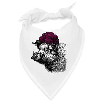 Schwarzwald-Tussi Wildschwein mit Bollenhut - Bandana - Weiß - Vorne