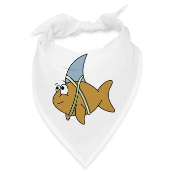 Fisch mit Haifischflosse - Bandana - Weiß - Vorne