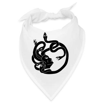 Frau mit Schlangenhaar (schwarz) - Bandana - Weiß - Vorne