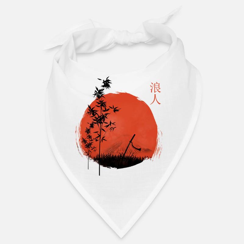 Soleil rouge et bambou avec épée Katana Bandana