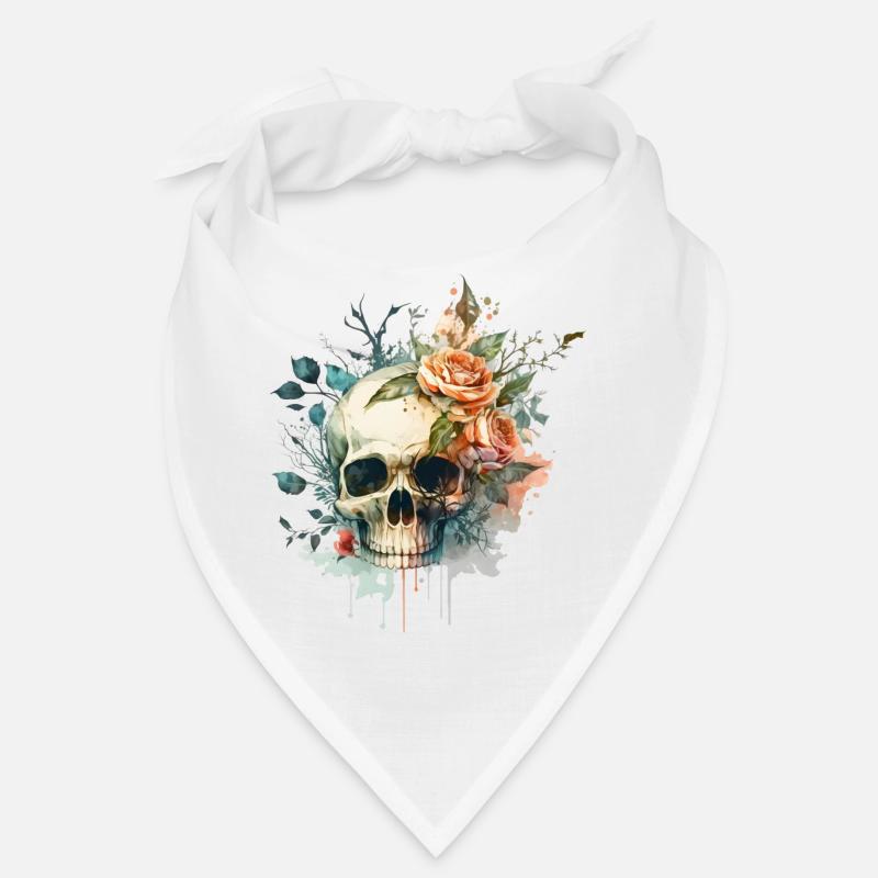 Totenkopf mit Blumen - Skull Dia De Los Muertos Bandana
