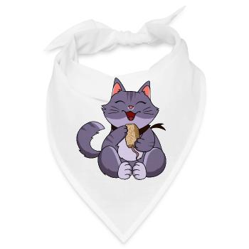 Gierige Lila Katze - Bandana - Weiß - Vorne