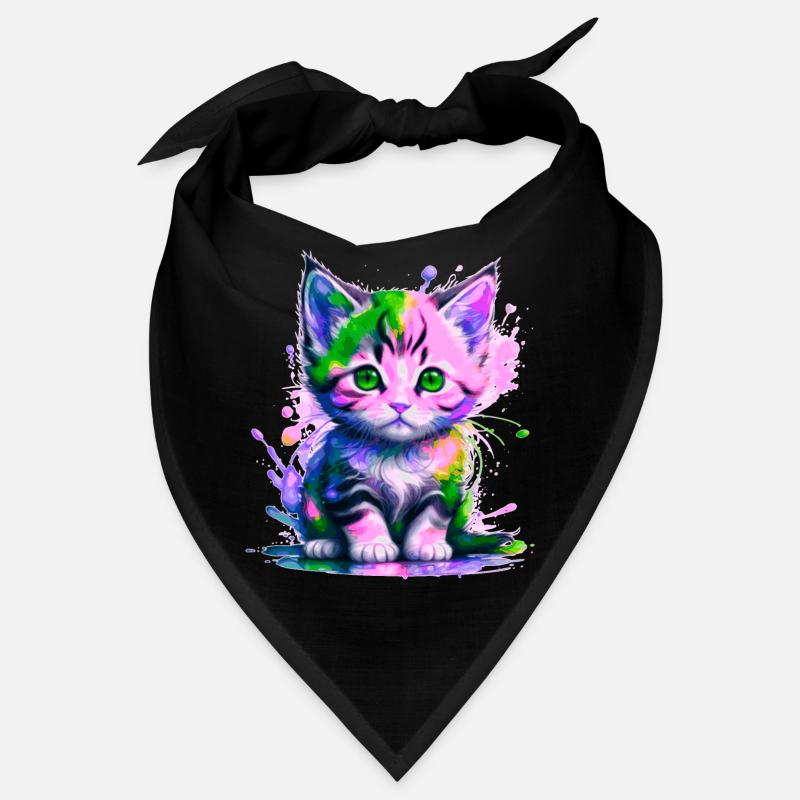 Chaton rose-vert Bandana