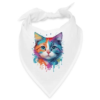 Niedliche Katze - Bandana - Weiß - Vorne