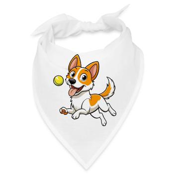Energischer Spielzeug Foxterrier holen Tennisball Kunst - Bandana - Weiß - Vorne