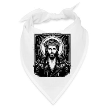 Jesus Christus mit stylischer Frisur & Lederjacke - Bandana - Weiß - Vorne