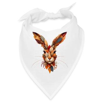 Ein Hase,gestaltet aus verschiedenen Blättern - Bandana - Weiß - Vorne