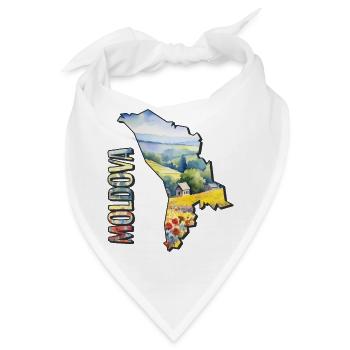 Aquarell Landkarte Moldawien - Bandana - Weiß - Vorne