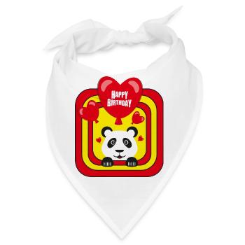 Happy Birthday mit Herzen und Panda. - Bandana - Weiß - Vorne