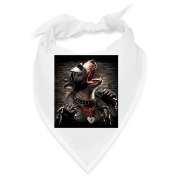 Singender Hund - Bandana - Weiß - Vorne