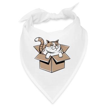 Verärgerter Kater in Kartonschachtel - Bandana - Weiß - Vorne