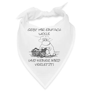 Gebt mir einfach Wolle Schaf-Motiv für Strickfans - Bandana - Weiß - Vorne