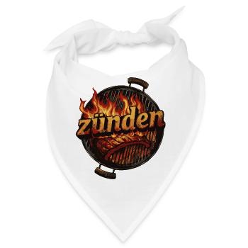 zünden grillen Grill BBQ anzünden Geschenk - Bandana - Weiß - Vorne