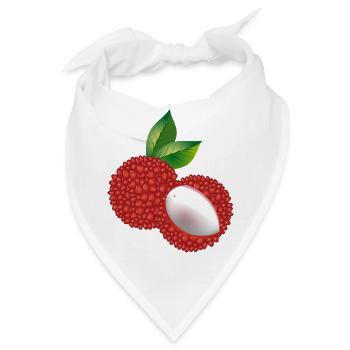 Saftige Litschi-Duo mit Blatt – Exotisches Motiv - Bandana - Weiß - Vorne