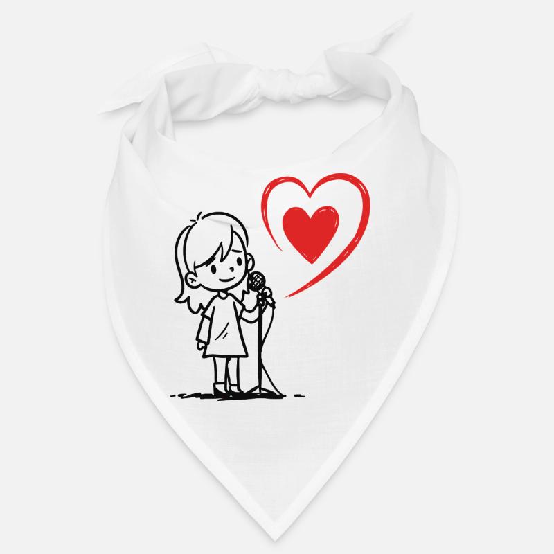 Fille chantant avec une note de cœur Bandana