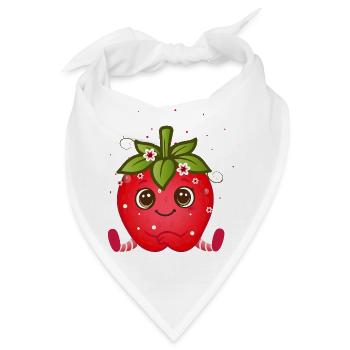 Süße Erdbeerfigur mit Kulleraugen - Bandana - Weiß - Vorne