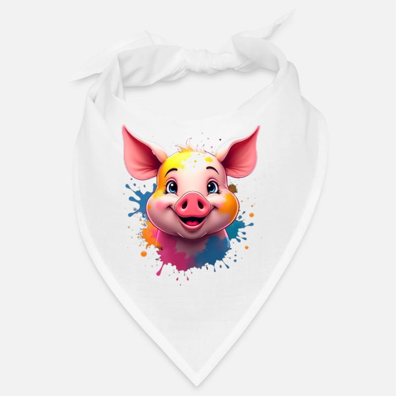 Jolie tête de cochon avec des touches de couleur Bandana