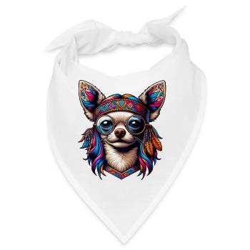 Chihuahua mit buntem Ethno-Motiv - Bandana - Weiß - Vorne