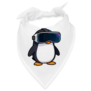 Nerdiger Pinguin VR Gaming PC Zocker Design - Bandana - Weiß - Vorne