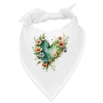 Aquarell Blumenherz - Bandana - Weiß - Vorne
