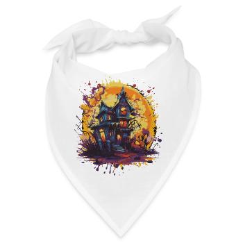 Spukhaus im Halloweenmond - Bandana - Weiß - Vorne