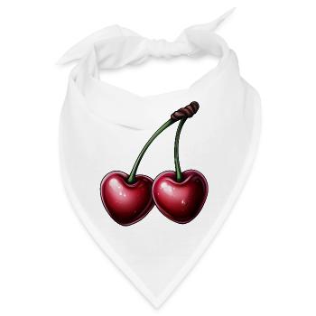 rote Kirschen in Herzform - Bandana - Weiß - Vorne