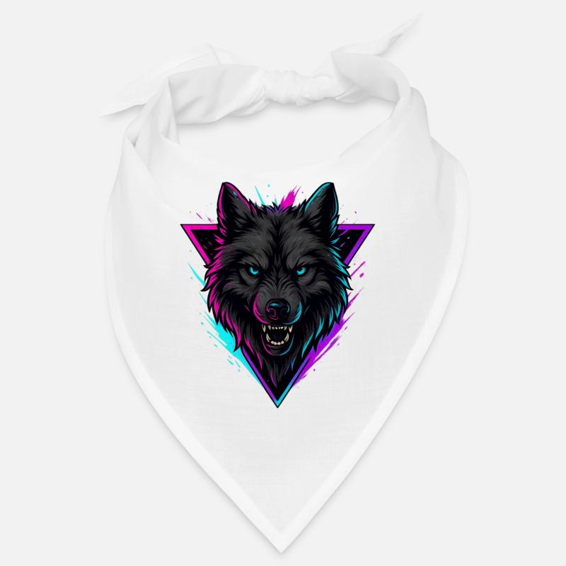 Neon Wolf in Violet Pink Triangle Bandana