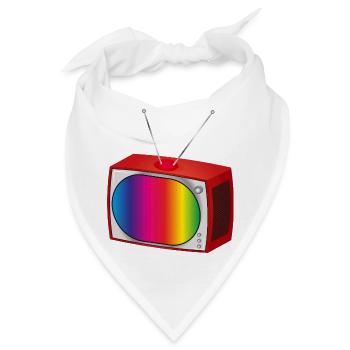 Retro TV mit buntem Bildschirm im Nostalgie Look - Bandana - Weiß - Vorne