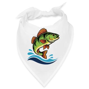 Bunter Flussbarsch Barsch Angeln - Bandana - Weiß - Vorne