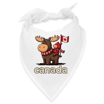 Canada-Moose mit kleinem Begleiter - Bandana - Weiß - Vorne