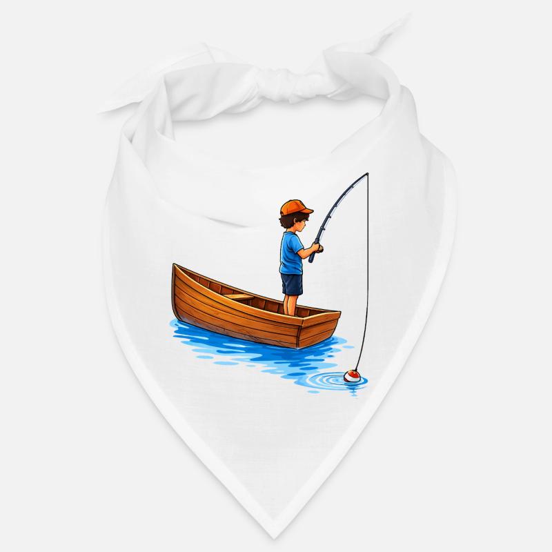 Junge beim Angeln im Boot Illustration  Bandana