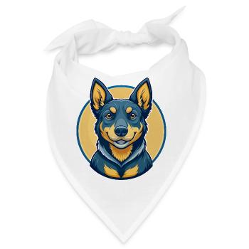Australischer Kelpie-Hund Kawaii Cartoon-Clipart-Logo - Bandana - Weiß - Vorne