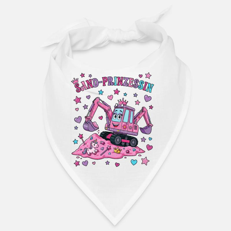 Princesse des Sables : Excavatrice rose - Bandana - blanc
