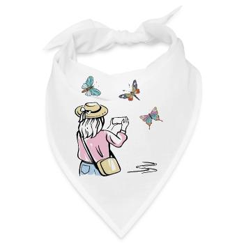 Mädchen fotografiert Schmetterlinge - Bandana - Weiß - Vorne
