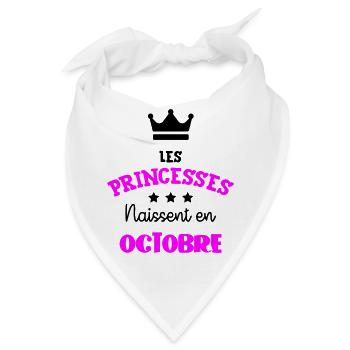 Prinzessin geboren im Oktober Geburtstagsgeschenk - Bandana - Weiß - Vorne