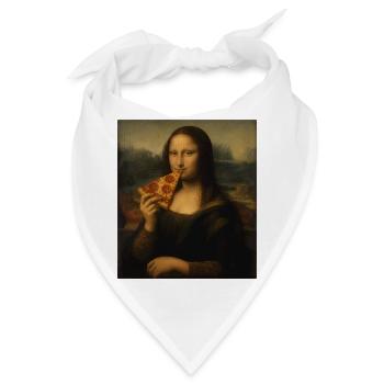 Mona Pizza Leonardo Da Vinci Lustige Pizza Mona Li - Bandana - Weiß - Vorne