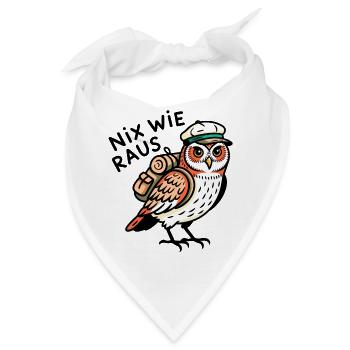 Eule mit Rucksack - Bandana - Weiß - Vorne