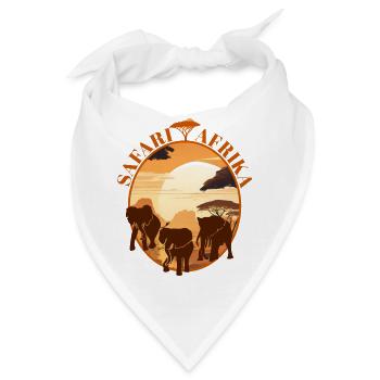 Savannen Afrika Elefanten Sonnenuntergang Logo - Bandana - Weiß - Vorne