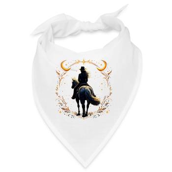 Nächtlicher Reiter in goldenem Rahmen - Bandana - Weiß - Vorne