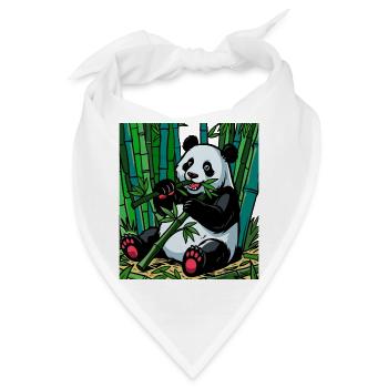 Panda im Bambuswald – Knallige Farben - Bandana - Weiß - Vorne