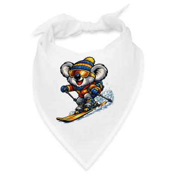 Koala beim Skifahren - Bandana - Weiß - Vorne