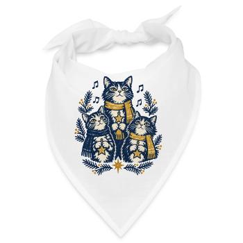 Weihnachtskatzen Singen Chor Katzenliebhaber Stern - Bandana - Weiß - Vorne