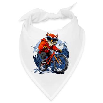 Eulen Mountainbiker / Bike Eule - Bandana - Weiß - Vorne