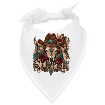 Skull Biker Buffalo Skull Horned Hut - Bandana - Weiß - Vorne