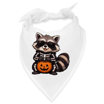 Skelett-Raccoon mit Kürbis - Bandana - Weiß - Vorne