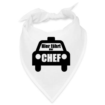 Hier fährt der Chef Taxi Fahrer Auto Geschenk - Bandana - Weiß - Vorne
