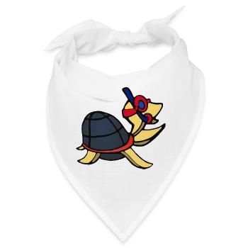 Schildkröte mit Taucherbrille und Schnorchel - Bandana - Weiß - Vorne